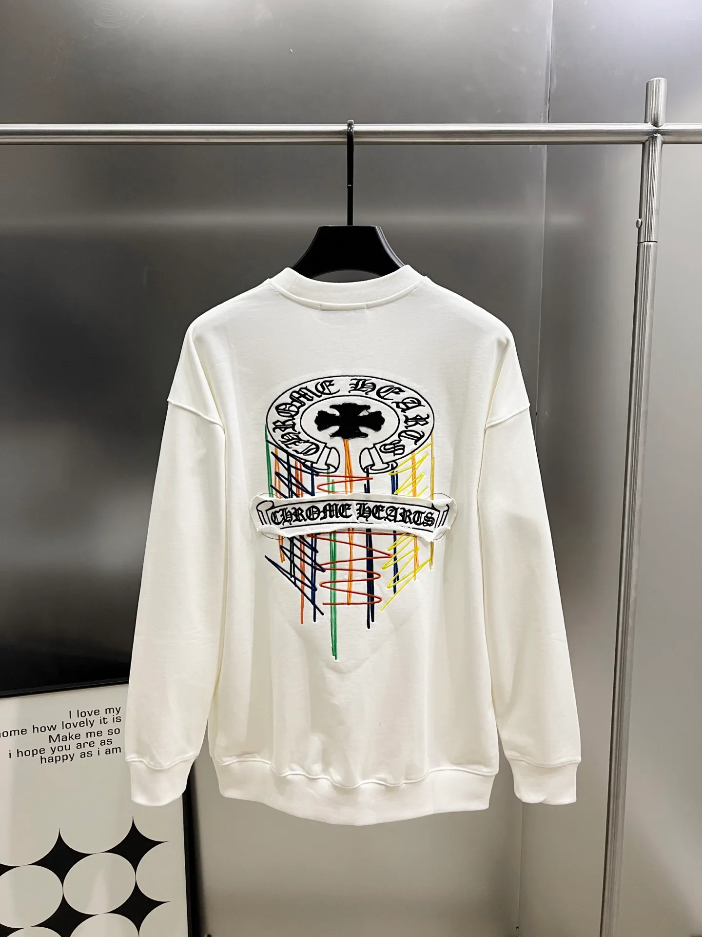 🅿️290 CH Crow 2025 autumn and winter new round neck long-sleeved sweatshirt, horseshoe Sanskrit letters + cross three-dimensional embroidery process, the real thing is great🔥Same style for men and women, loose version, size S M L XL XXL five sizes black white
